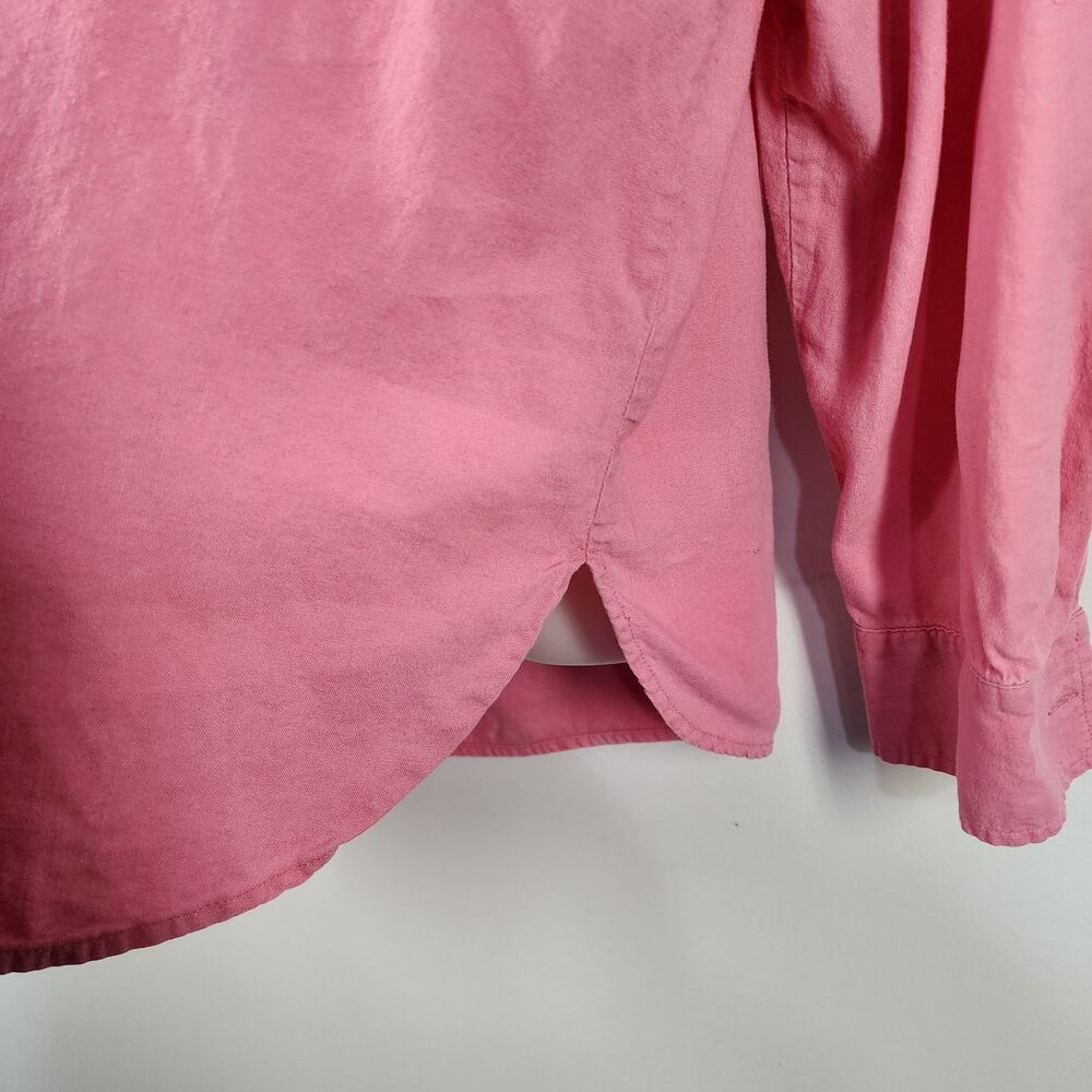 LOFT Women Shirt Size XL Pink Linen Blend Button Up Long Sleeves Collared Casual - Picture 6 of 10
